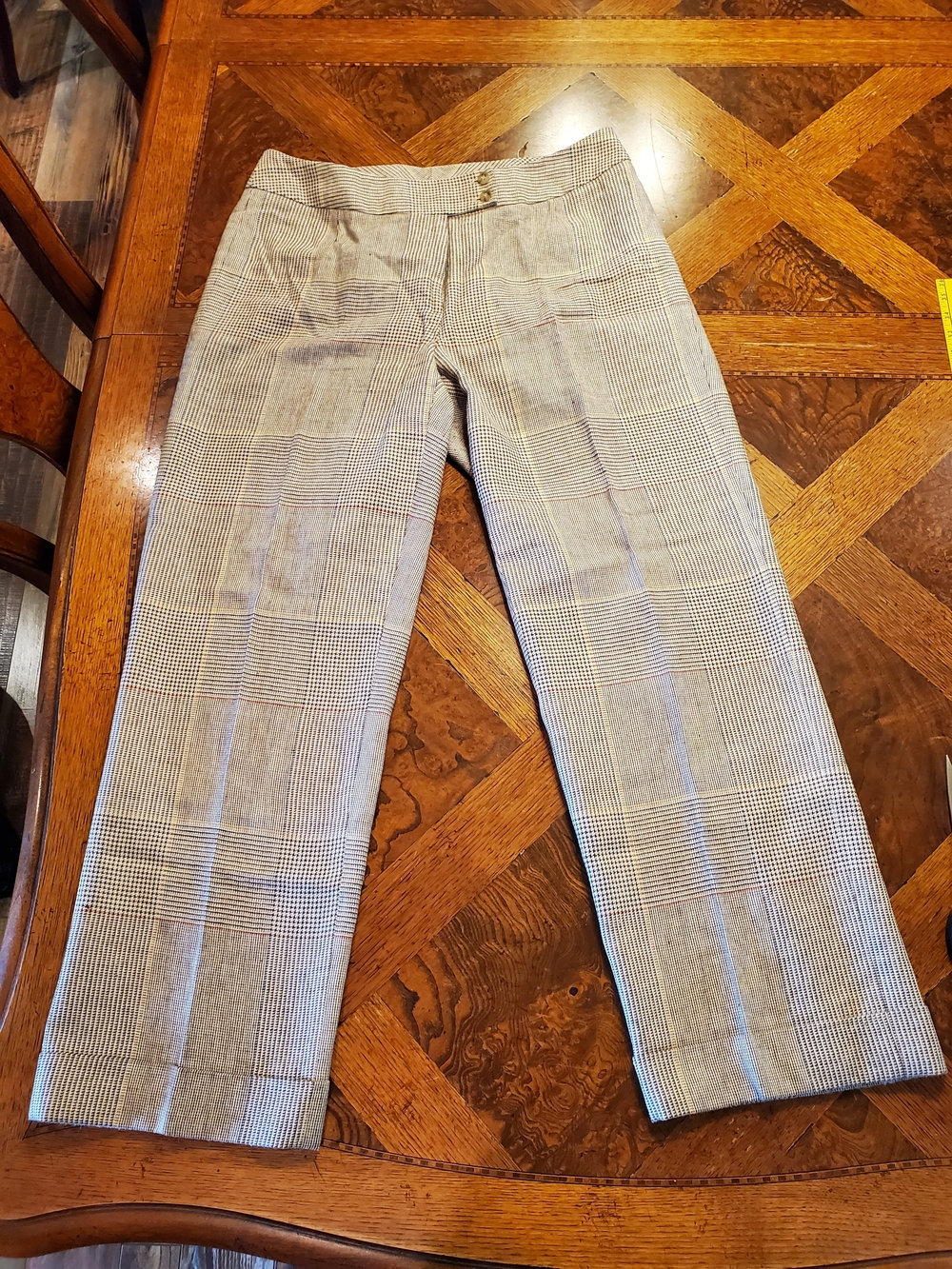Liz Claiborne Collection Silk/Linen Glen Plaid Straight-Leg Trousers